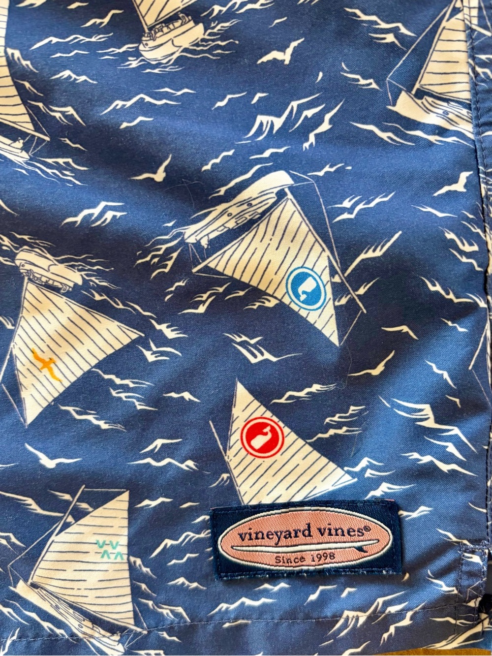 Vineyard Vine’s Men's Navy Sailboat Print Swim Trunks